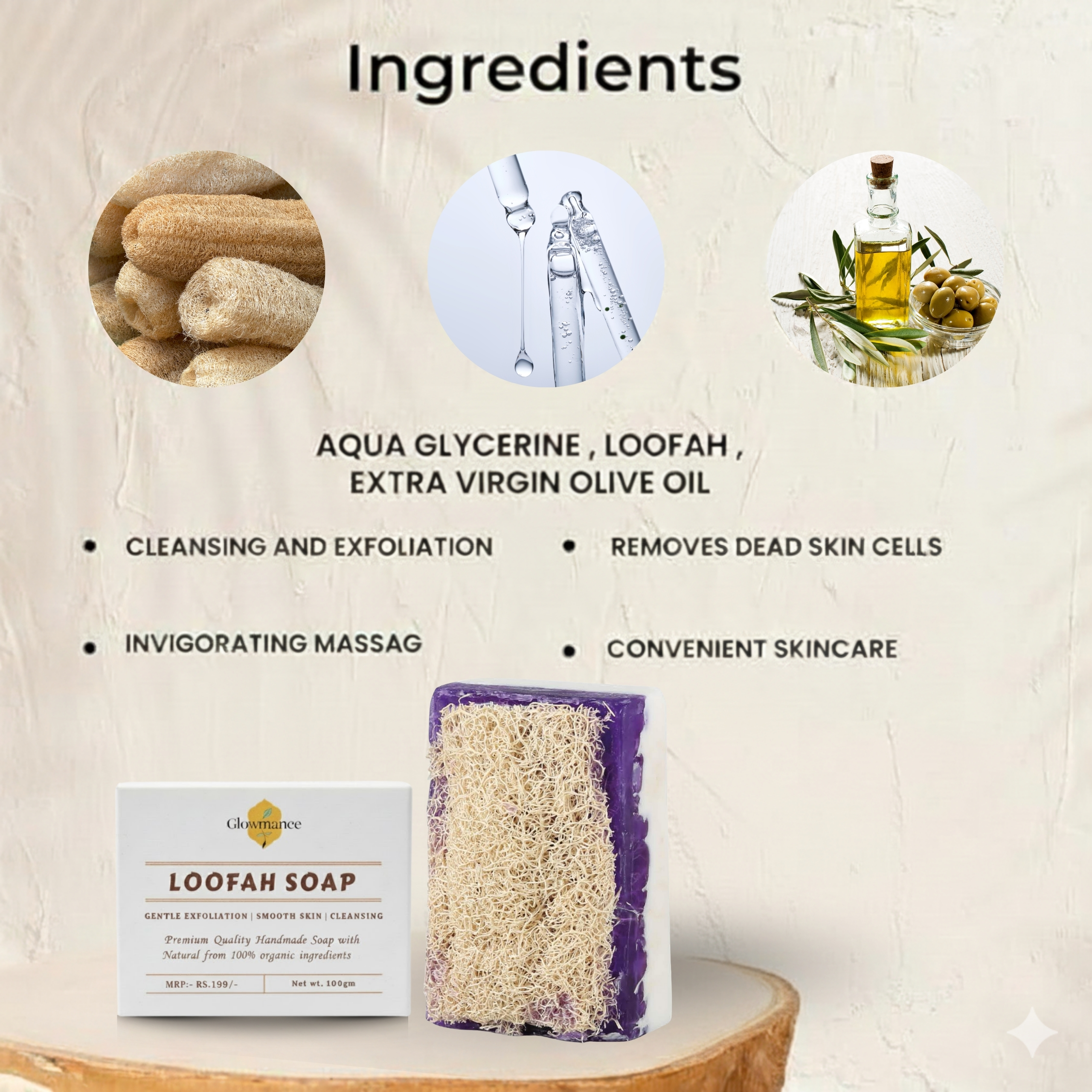 Glowmance Loofah Soap Bar-100gm - Image 3